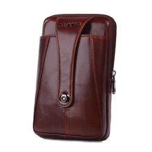 Для мужчин из натуральной кожи коровьей Винтаж пояса мешок кошелек поясная сумка для мобильный/чехол для телефона кожного покрова