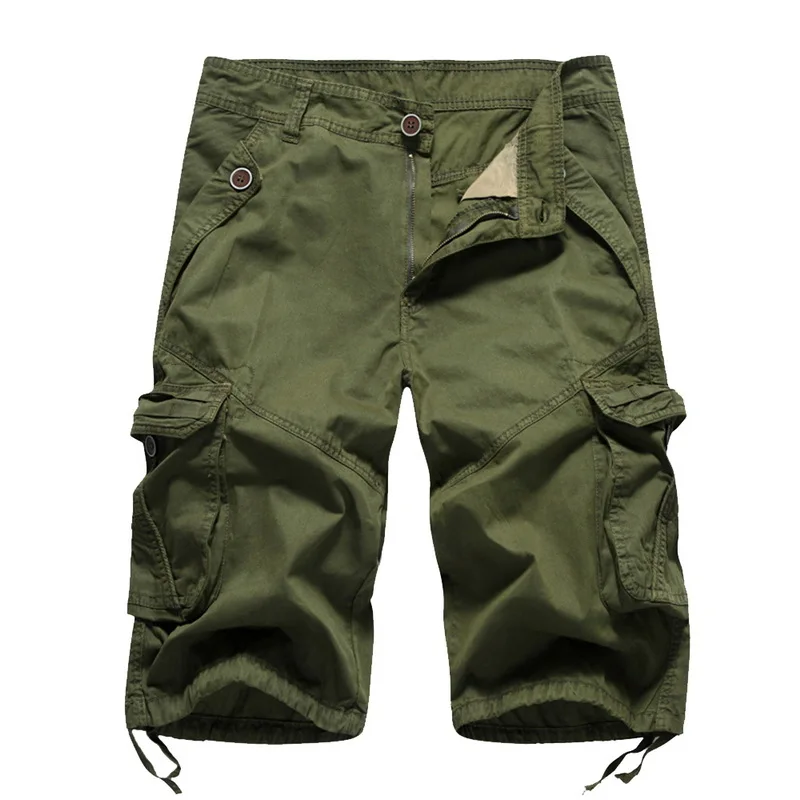 

SHUJIN 2019 Men's Safari Style Solid Shorts Summer Workout Tooling Multi- Cotton Casual Loose Fit Male Cargo Shorts