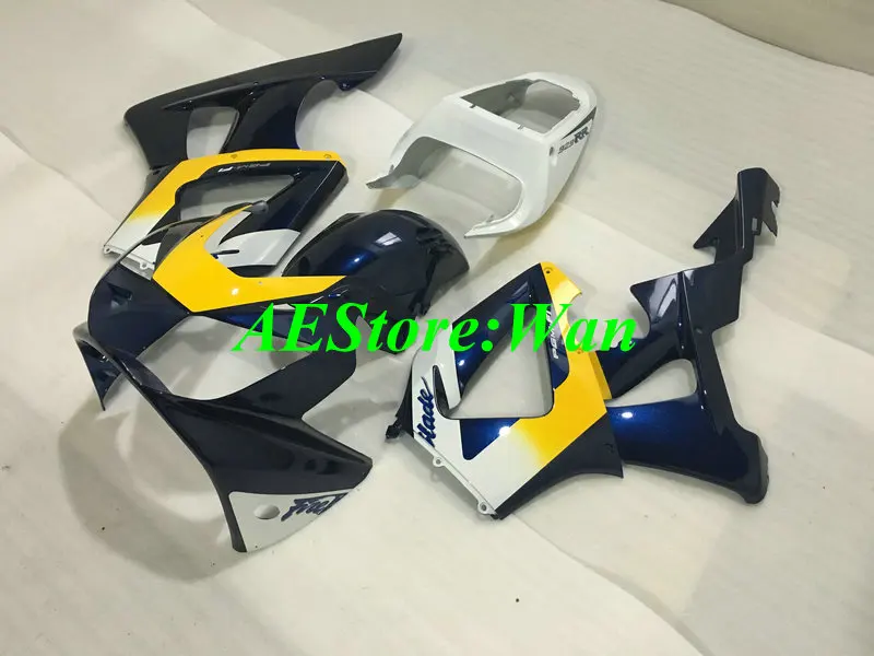Первоклассный мотоциклетный вставной обтекатель комплект для HONDA CBR900RR 929 00 01 CBR 900RR 2000 2001 ABS белая, голубая обшивка набор+ подарки HF12
