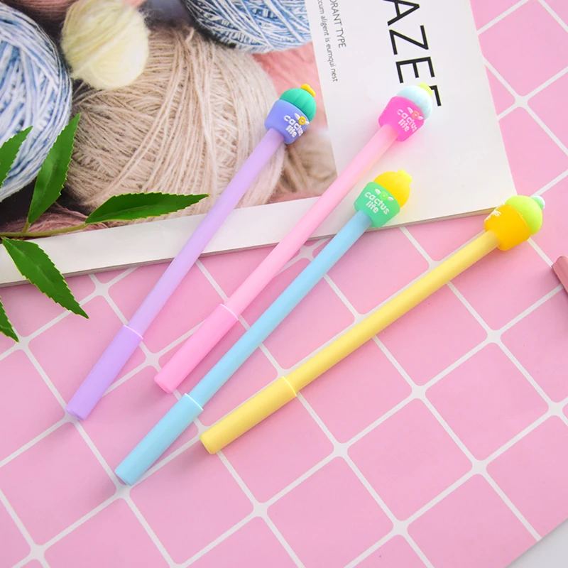 

36 Pcs/Lot Candy Color Cactus Gel Pen Plant 0.5mm Roller Ball Pens Black Ink Refill Stationery Office School Supplies