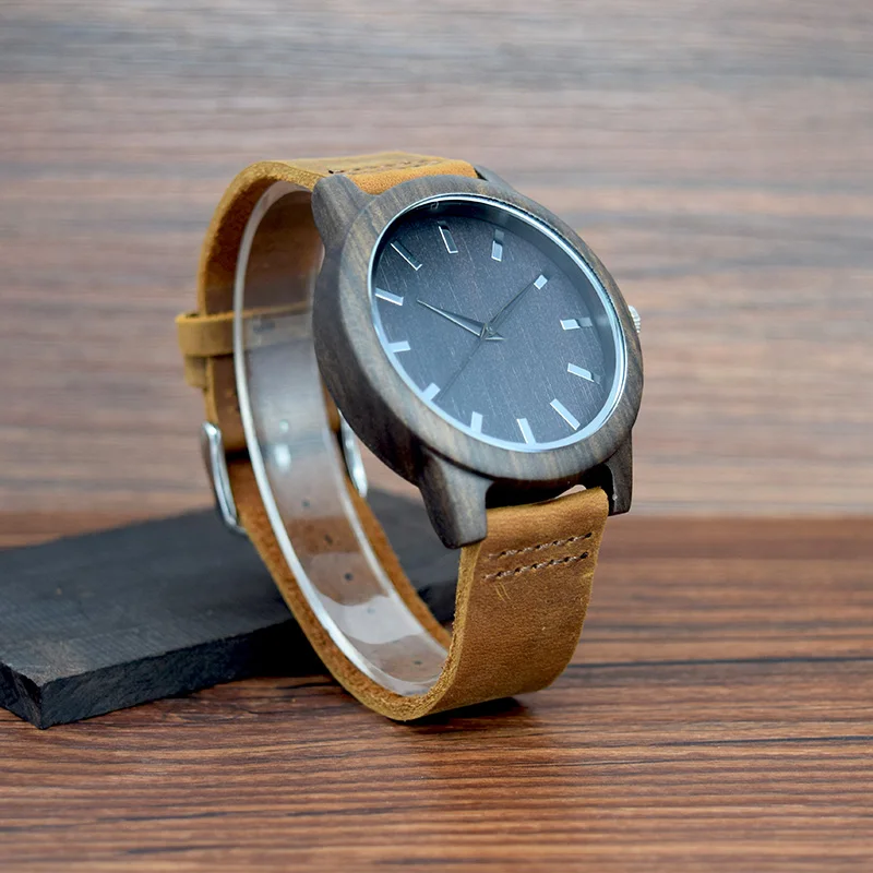 MAN WOOD WATCH BAMBOO BROWN LEATHER11