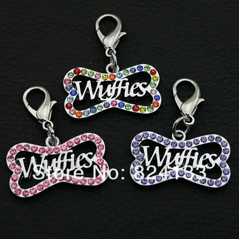 

New Arrival Pet Dog Bone Tags Charm,Zinc Alloy Colorful Stones Dog Pendant Jewelry,200pcs/lot Wholesale,Free Shipping