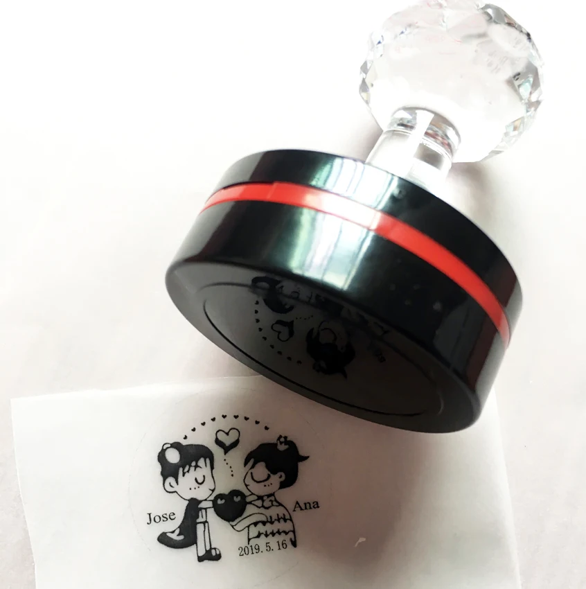 

45MM Circle Self-Inking Photosensitive Personalized Stamp Wedding Customize Stamp with Special Date and Name Replacement