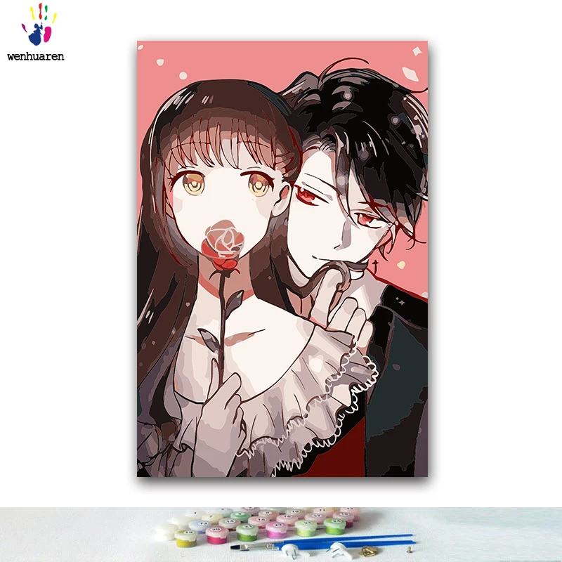

DIY Coloring paint by numbers Teenage anime hero paintings by numbers with kits 40x50 framed