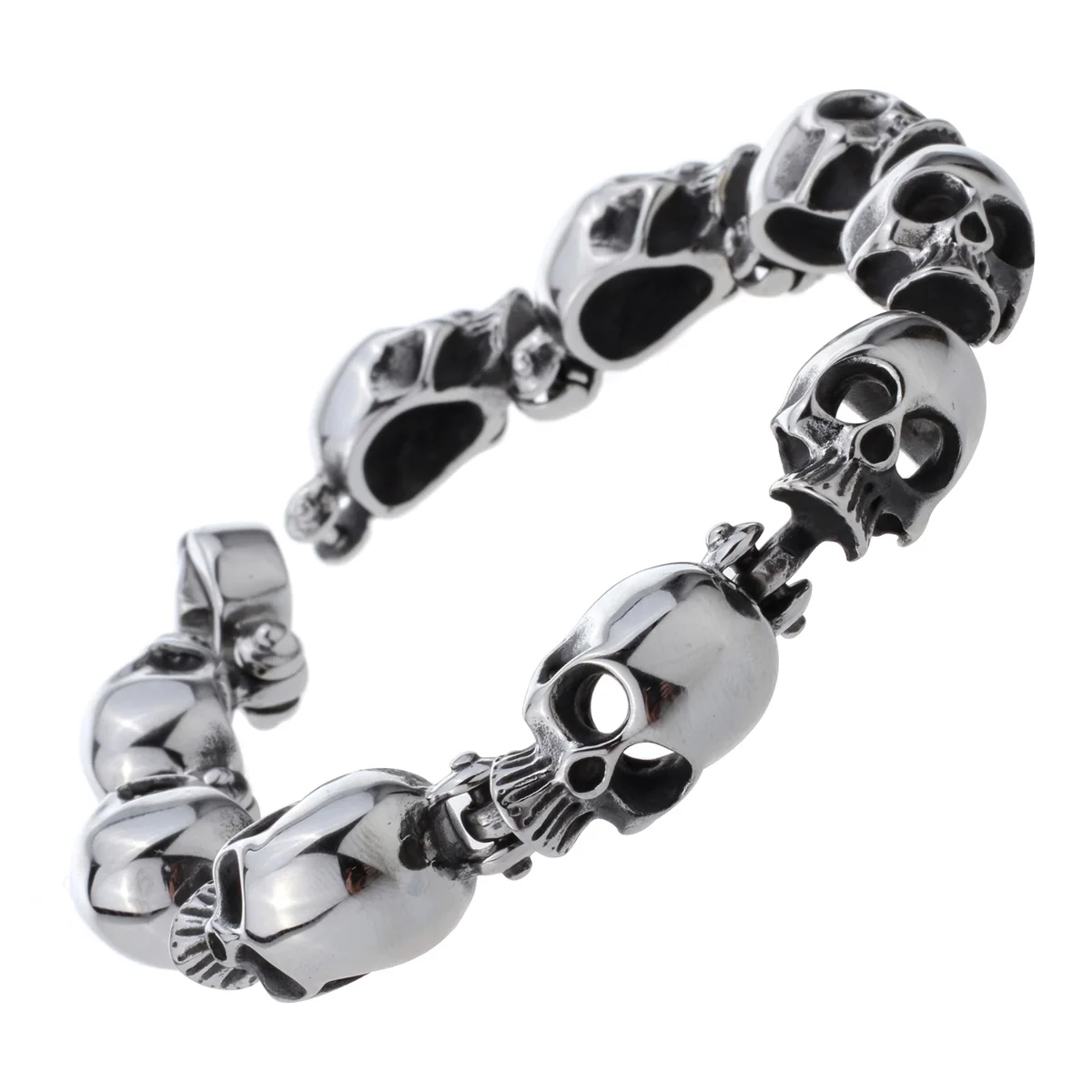

Mens stainless steel skull skeleton link chain bracelet biker heavy jewelry birthday gifts for dad him boyfriend D007 dropship