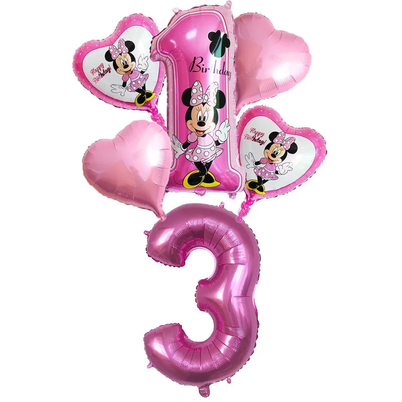 6 шт. Микки Минни набор воздушный шар 32 дюйма количество Globos Свадебные украшения на день рождения Детские игрушки Микки Маус вечерние воздушные шары - Цвет: 6pcs pink