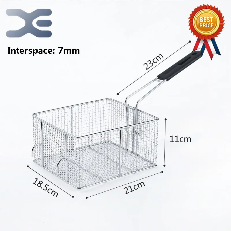 21cm*18.5cm*11cm Stainless steel fryer screen frame square filter net encrypt colander shaped Frying basket fryers meshed | Бытовая