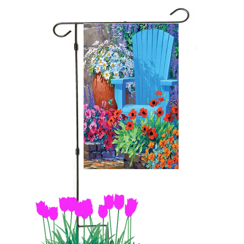 

Drop shipping custom garden flag ,100% polyester Spring Summer Flower double sided printing 12" x 18" Inches Hello Spring Banner