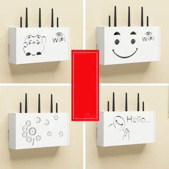 

Wireless Wifi Router Storage Box PVC panel Shelf Wall Hanging Plug Board Bracket Cable Storage Organizer Home Decor