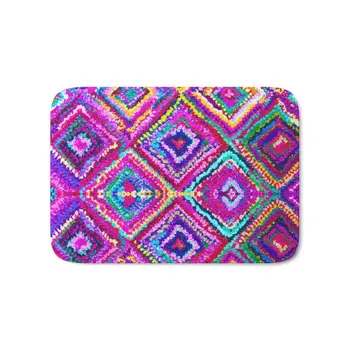 

A Trip To India In Cerulean Blue And Violet Bath Mat Anti-Slip Kitchen Bathroom Floor Mats Absorption Doormat Home Supplies Rugs