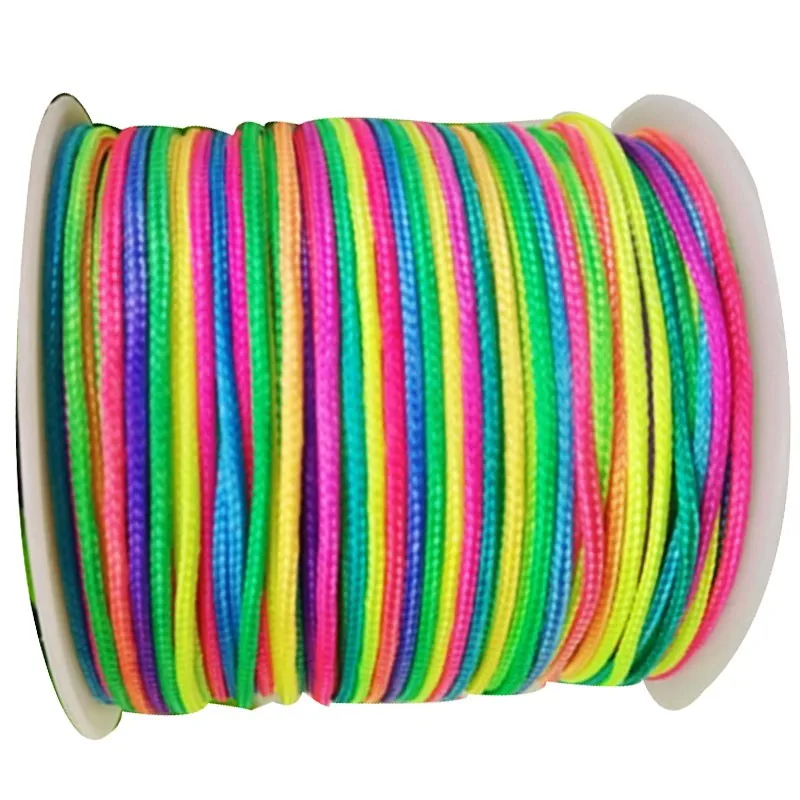 

1mm Rainbow Rattail Braid Nylon Cord+350m/roll DIY Jewelry Macrame Rope Bracelet Beading String Cords Accessories