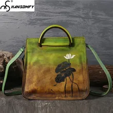 Новинка, женские сумки, индивидуальный первый слой, кожа, лотос, женские сумки через плечо, диагональные, ручная работа, матовая кожа, сумка-мессенджер