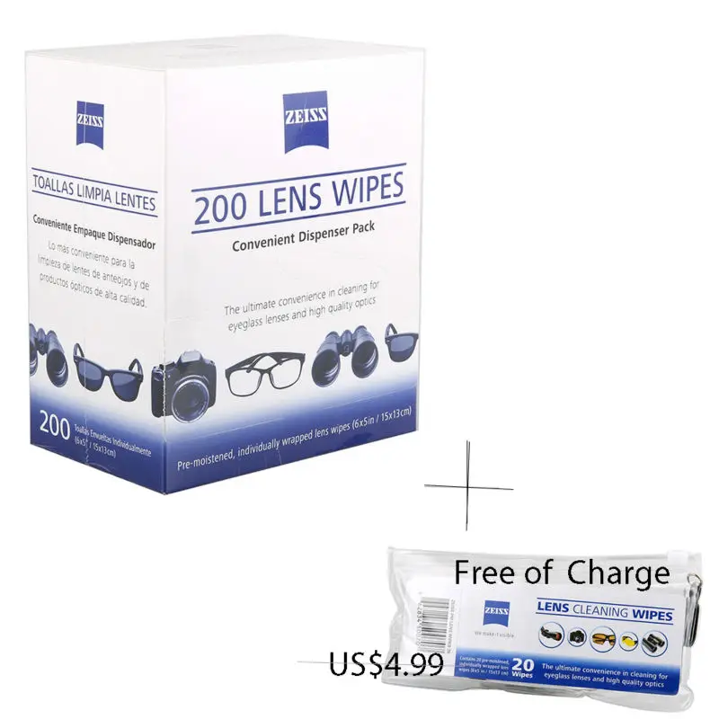 ZEISS Lens Cleaning 220 Wipes Eye Glasses Computer Optical screen Lense