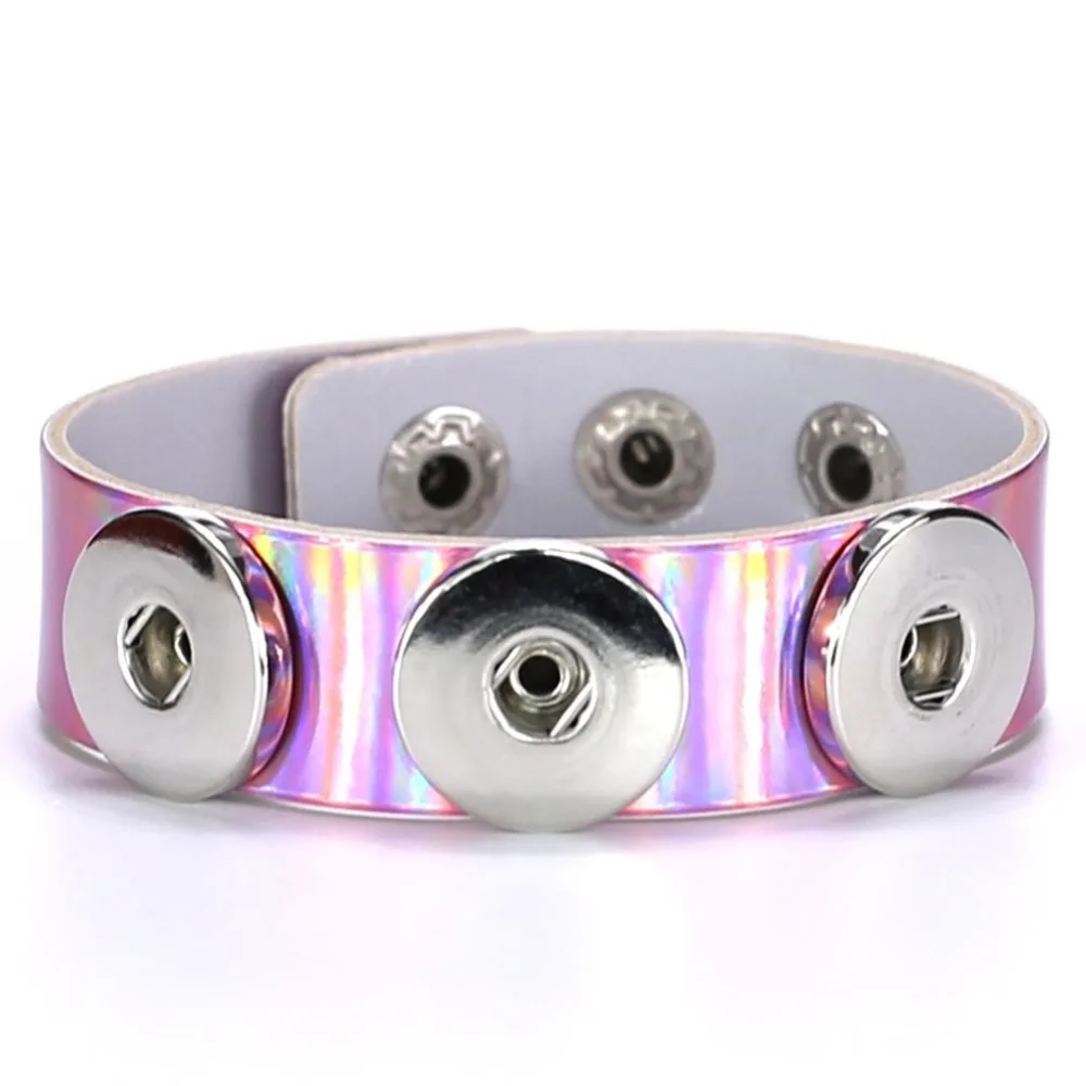 

Trendy Punk PU Leather 3 Press Studs Button Charm Bracelet Fit Snap Leather Bracelets For Woman Girl's Punk Party Gift