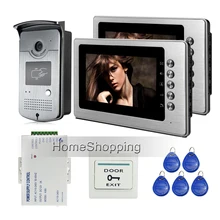 ENVÍO LIBRE Con Conexión de Cable 7 “Color de Vídeo Teléfono de Puerta de Intercomunicación + Campana de Acceso RFID Al Aire Libre de La Cámara + 2 fuente de Alimentación Del Monitor de Control de Metal