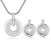 Ronda de mujeres aretes + collar cristal de Swarovski moda marca sistemas de la joyería de la boda de la joyería del partido