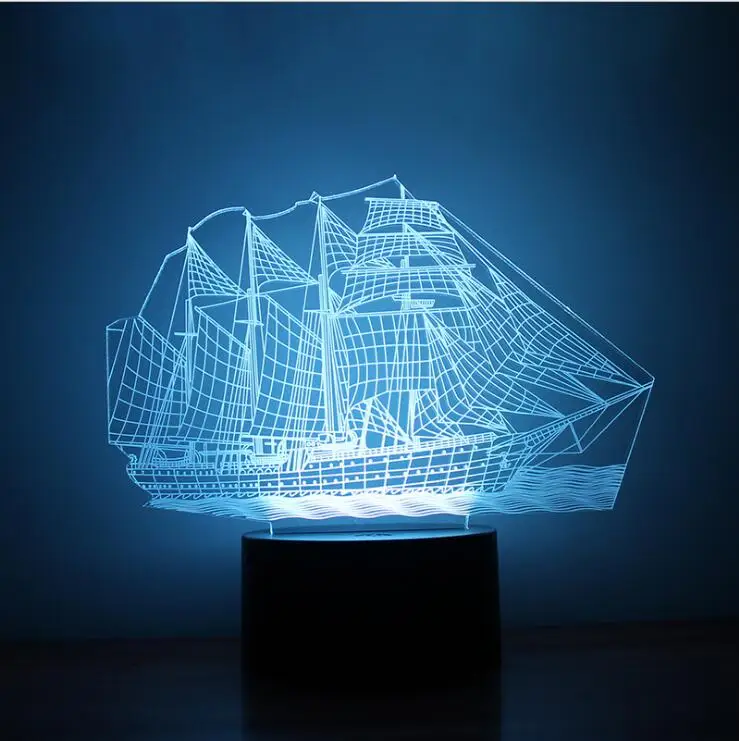 

Sailboat 3D Lamp 7 Color Changing RGB Night Light Acrylic Sailling Boat Model Crafts 3D Table Lamp for Home Decor