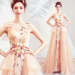 Abendkleider 3D цветок выпускное платье с оборками вышивка аппликация Выпускные платья vestido de festa Abiye официальное вечерние платья 2019