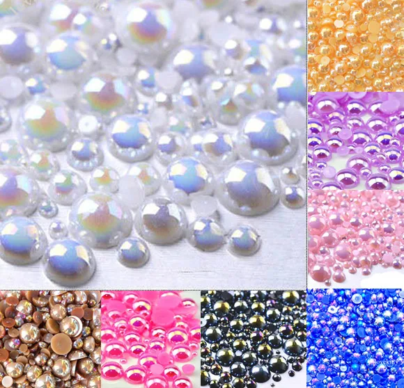 500 Red Acrylic Half Pearl Flatback Round Bead 8mm Scrapbook Craft