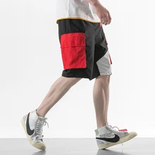 Для мужчин бегунов Штаны сращены Карманный мужские шорты Карго свободные Повседневное короткие брюки летние уличной хип-хоп шаровары шорты