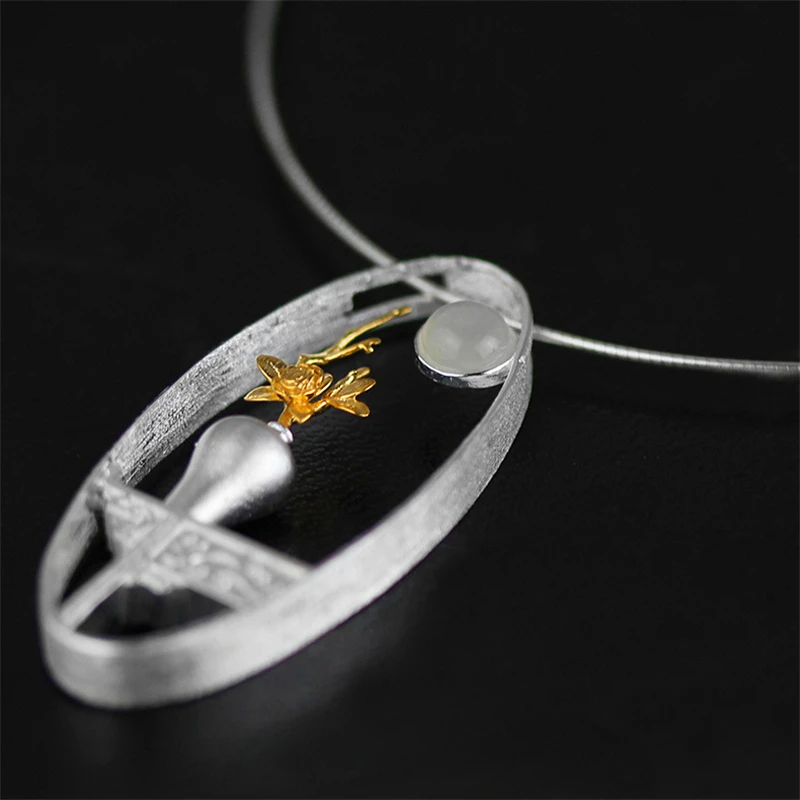 Lotus Fun Moment реального 925 пробы серебро Натуральный камень Модные Украшения Ваза Дизайн кулон без Цепочки и ожерелья для Для женщин