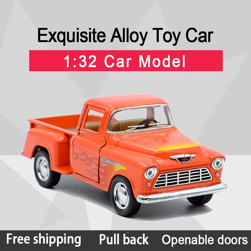 Kinsmart 1:32 1955 Chevy Stepside Pickup with Fire Alloy Diecast Car Model Toy With Pull Back For Children Gifts Toy Collection Kinsmart 1:32 1955 Chevy Stepside Pickup with Fire Alloy Diecast Car Model Toy With Pull Back For Children Gifts Toy Collection