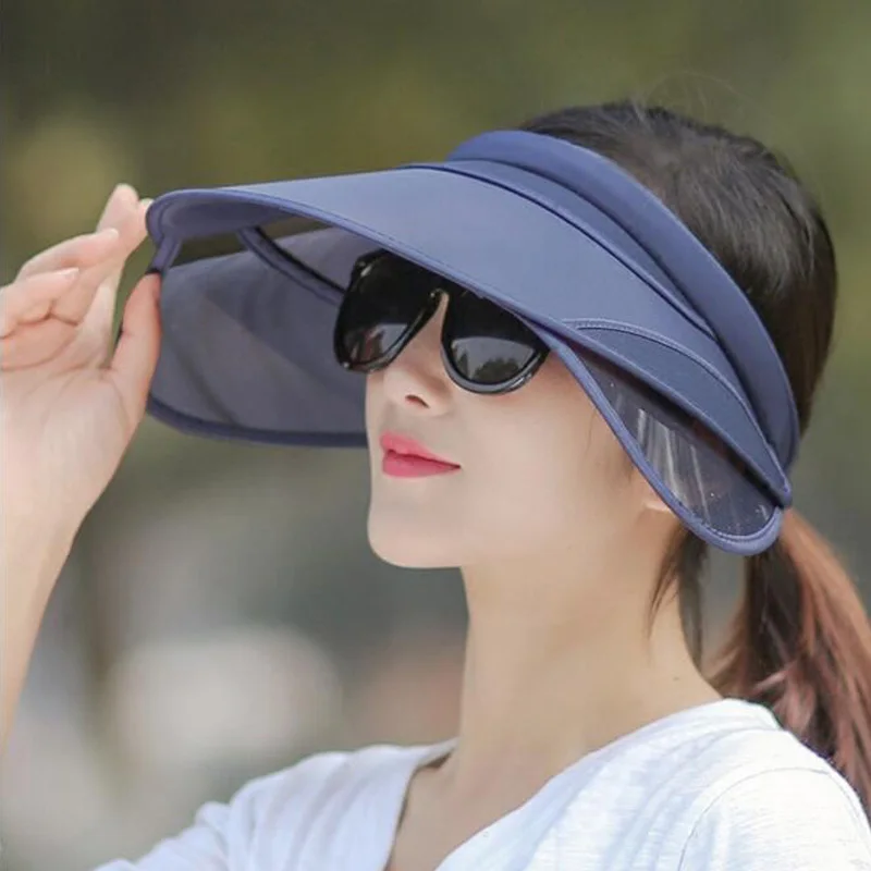 50pcs/lot Flexible Air Top Women Sun visor Hat Summer Fold Sunscreen ...