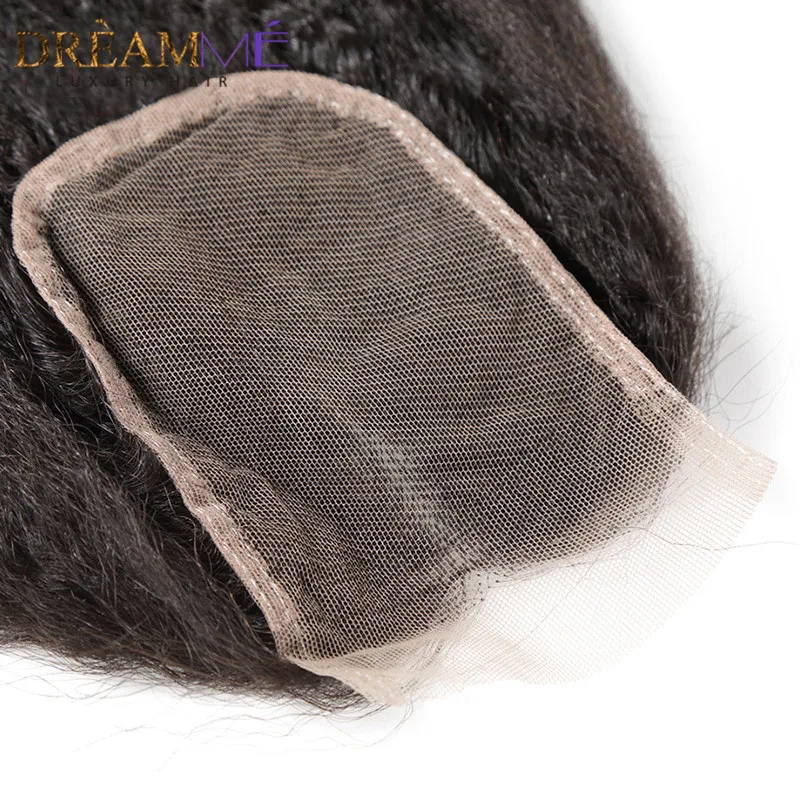 Brazilian kinky straight hair weave bundles with closure 100% human hair  (2)