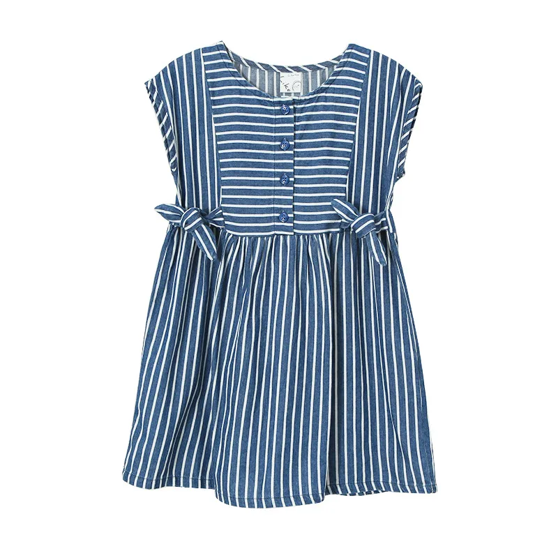 

2019 New summer children's clothing girls denim striped dresses for toddler girl 1 2 3 4 5 6 Yrs cotton kids girls cute dresses