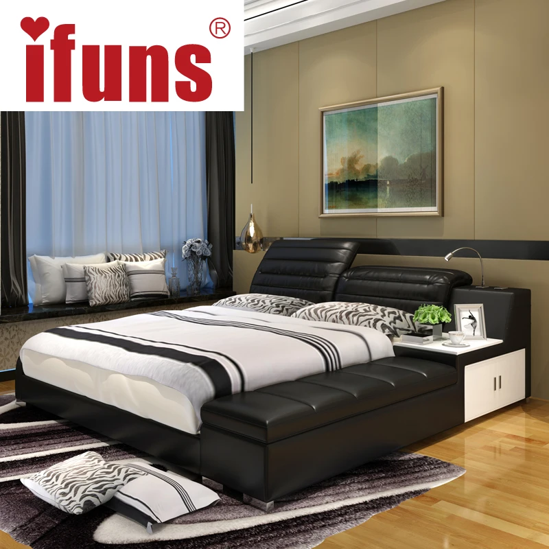 ifuns luxury bedroom furniture home soft king double size bed frame genuine leather storage chaise tatami led night usbcharge - Cheap Bed Frames With Storage ifuns luxury bedroom furniture home soft king double size bed frame genuine leather storage chaise tatami led night usbcharge - Cheap Bed Frames With Storage