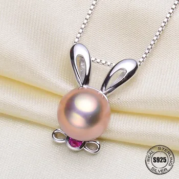 

Shiny Rabbit Pearl Necklace 925 Sterling Silver Natural Pearl Without Chain Pearl Pendant Gift For Woman DIY Accessories