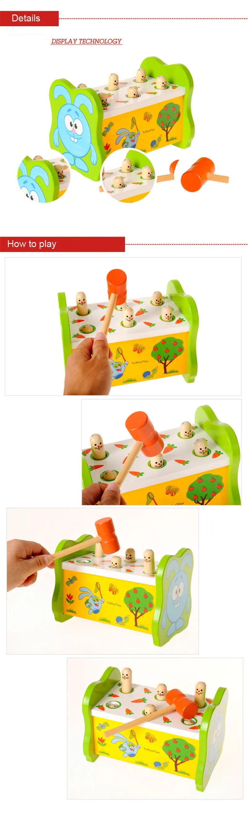 Деревянный Молотки ing скамейка детская Погремушки игрушка Молотки цветные деревянные колышки игры Симпатичные Мышь детские игрушки подарки