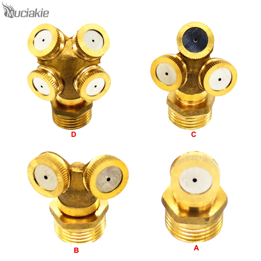 

MUCIAKIE 1/2'' Male Thread Copper Atomizer Spray Nozzle Micro Irrigation for Agricultural Lawn Sprinkler Nozzle 4-types