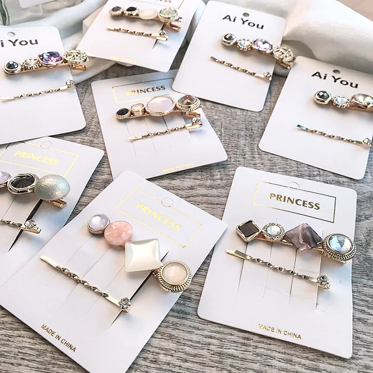

Hair Accessories 2Pcs/set Imitiation Pearl Hair Clips for Women Girl Square Round Shaped Hairpin Barrettes temperament