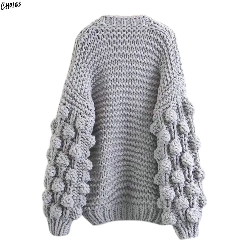 2 Colors Bobble Stitch Long Sleeve Oversized Cardigan Women 2 Colors Bobble Stitch Long Sleeve Oversized Cardigan Women