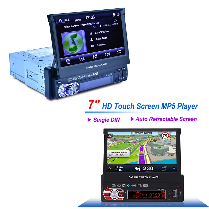 Universal 7158G Car GPS Navigation with Map One Din Multimedia Player 7 colors Radio inch Touch Screen Mirror Link Subwoofer | Автомобили