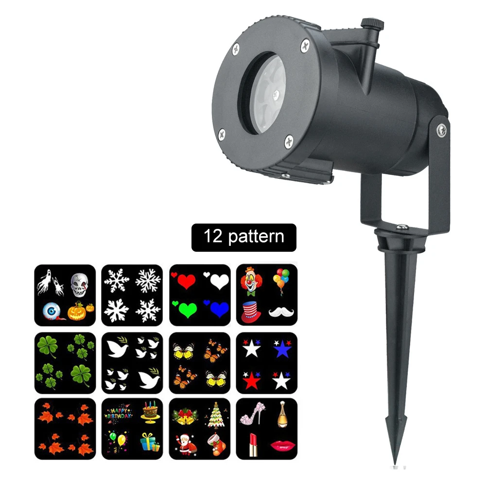

5W 4LED Snow Flake Projector Projection Light Lawn Landscape Lamp Stage Lighting Fixture Card type Outdoor Working Mode 12 card