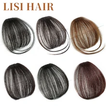 LISI волосы Синтетические Клип в тонких с челкой натуральный прямой высокой температуры волокно черный/светильник коричневый/темно-коричневый для женщин