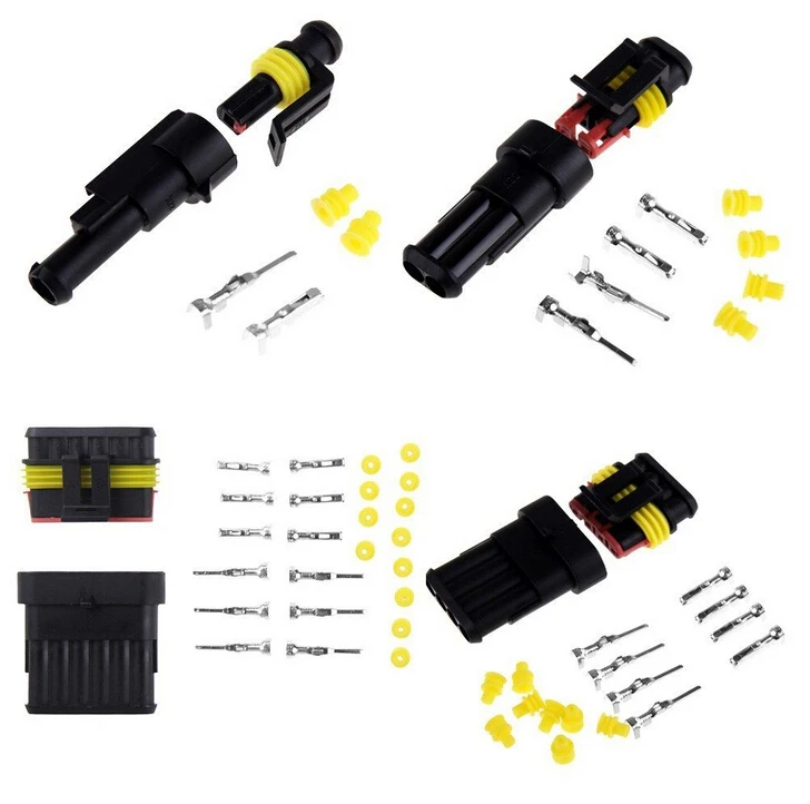 30 Kit 1/2/3/4/5/6 Pin Sealed HID Car Waterproof Electrical Wire