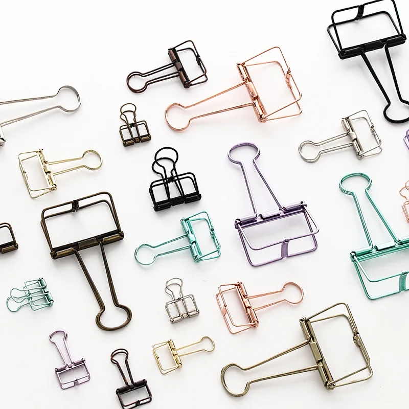 

2019New Colorful Hollow Long Tail Clip Cross Border Hot 19mm/32mm/51mm Metal Plating Rainbow Paper Clip Dovetail Clip Decorative