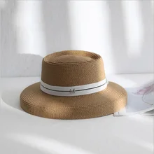 Новая летняя соломенная шляпа в ретро-стиле с ленточным плетением, женская кепка с широкими полями, кепка в британском стиле пляжная шляпа от солнца