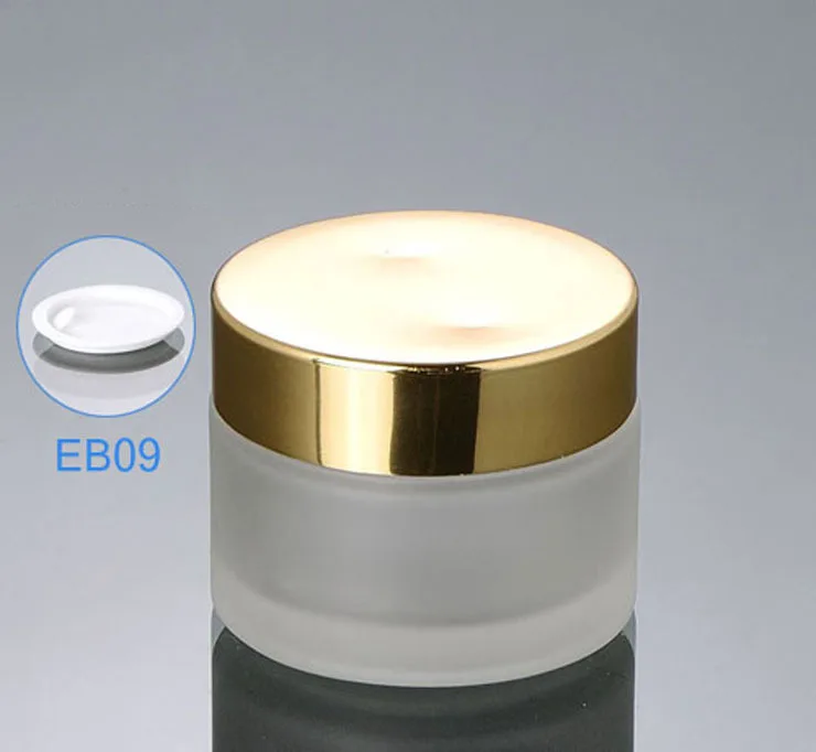 300pcs/lot 50g(50ml) Frosted Glass cream jar,Glass bottle with Gold