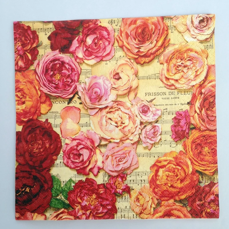 2 x Decoupage Paper Napkins Paper + Design 33*33 cm 3 ply symphony of roses red Rose paper