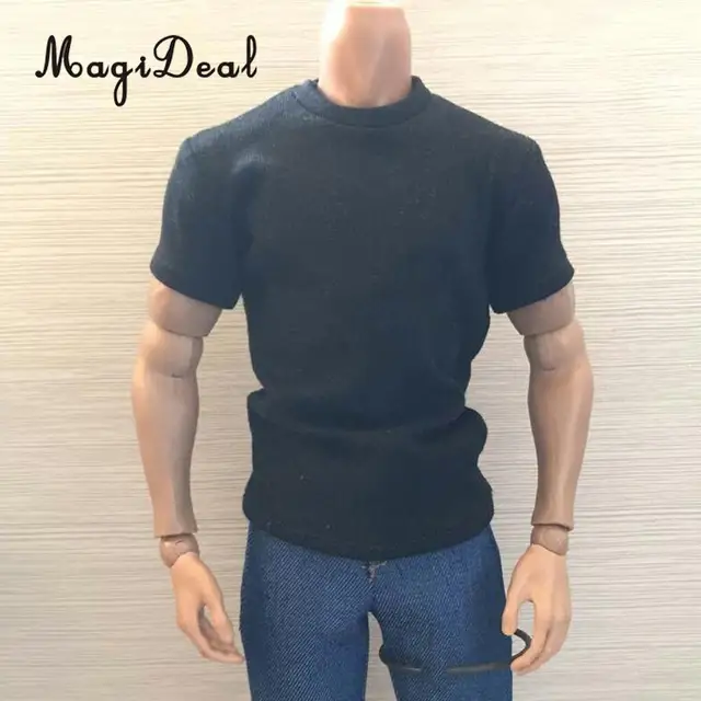 MagiDeal 1/6 Scale Cotton Mens Sleeve Loose Round Neck Short T-Shirt Top for 12 Inch Action Figures Models Doll Acce 3 Colors 4