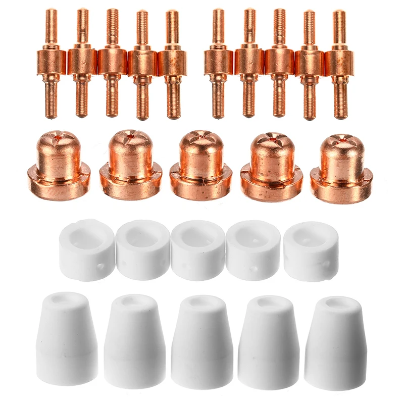 75Pcs/Set Ceramic + Metal Air Plasma Cutting Cutter Consumables Extended TIP Nozzle Electrode For PT31 LG40 Torch CUT-40D