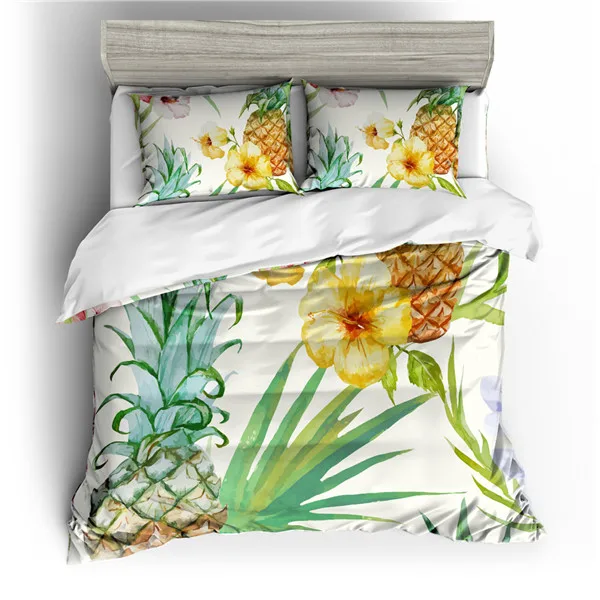 3D комплект постельного белья с принтом ананаса, набор пододеяльников для пуховых одеял, набор двойных Королев, реалистичное постельное белье с наволочкой, белый домашний текстиль - Цвет: style 7