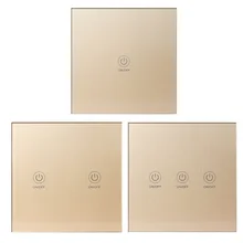 KTNNKG Gold 86 настенный сенсорный пульт дистанционного управления беспроводной радиочастотный передатчик панель из закаленного стекла+ светодиодный светильник для лампы 433 МГц EV1527 чип