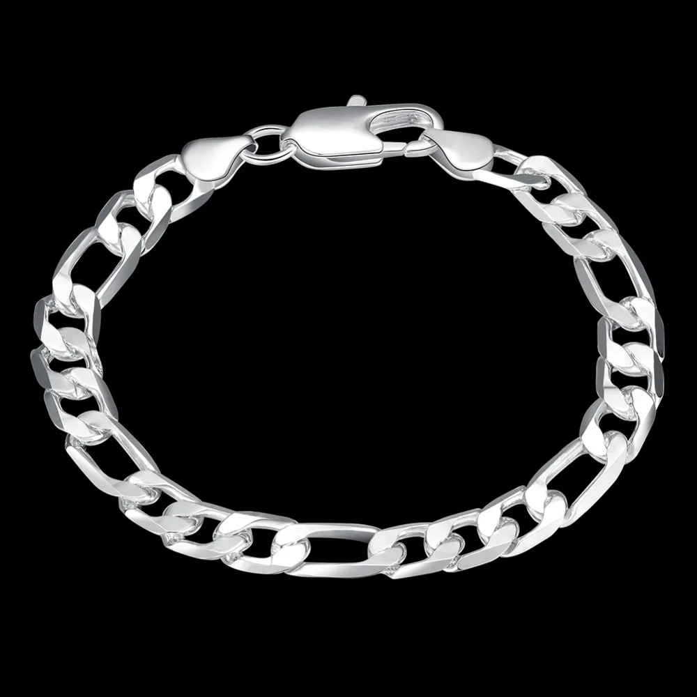 

H200 Top Quality 925 sterling silver 6mm figaro men's chains bracelet for Men's trendy Jewelry Wholesale Promotion