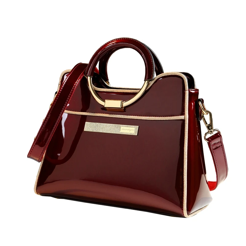 New luxury high quality designer handbag women leather shoulder bag bride wedding bag ladies boston messenger bag patent leather New luxury high quality designer handbag women leather shoulder bag bride wedding bag ladies boston messenger bag patent leather