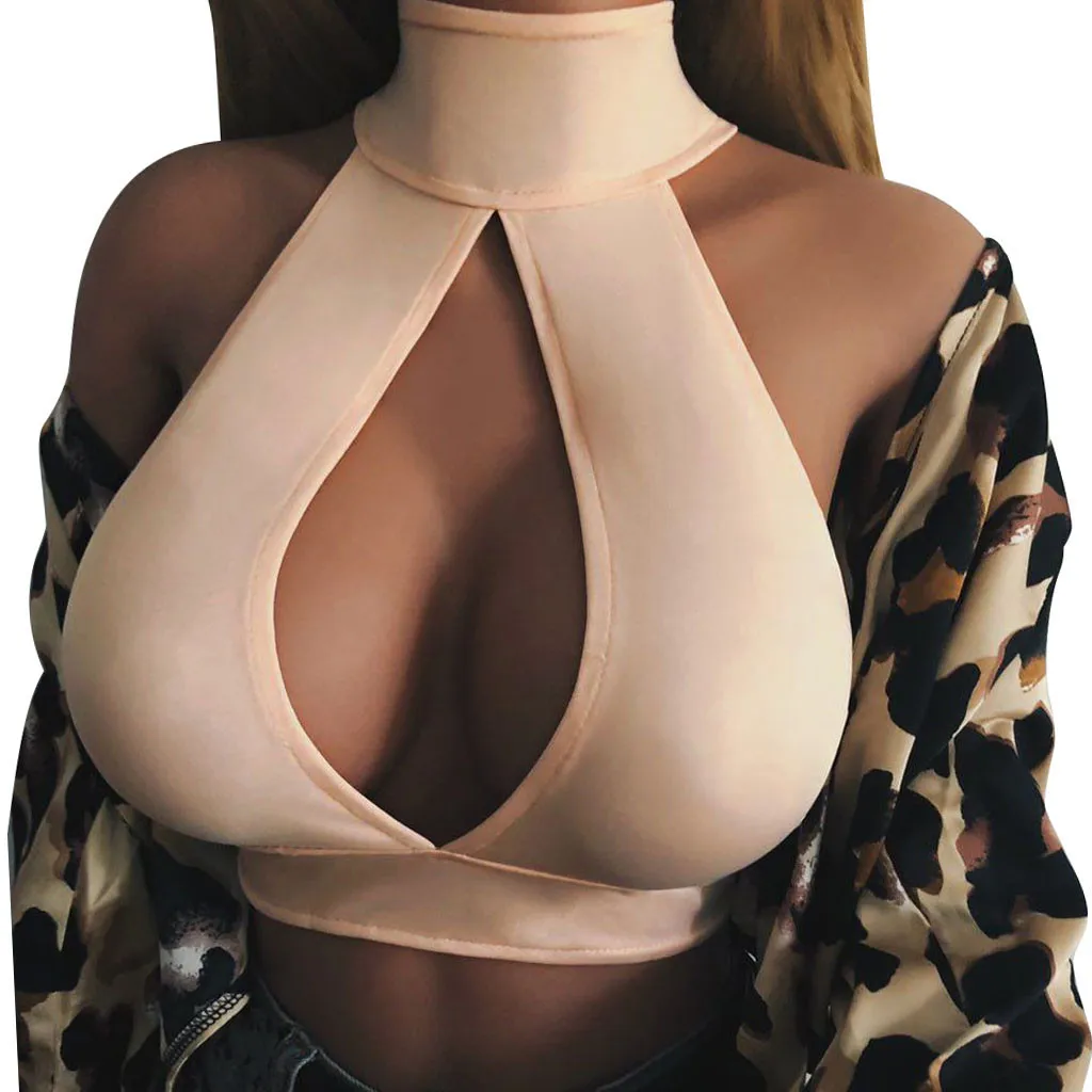 

Halter Seamless Sleeveless Tank Tops Sexy Solid Off Shoulder Vest Hollow Cut Low Cut Intimates Ropa Interior Femenina #Y5